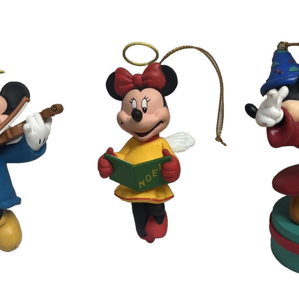 Mickey & Minnie Disney Ornaments Christmas Set of 3 Vintage 3.5" H